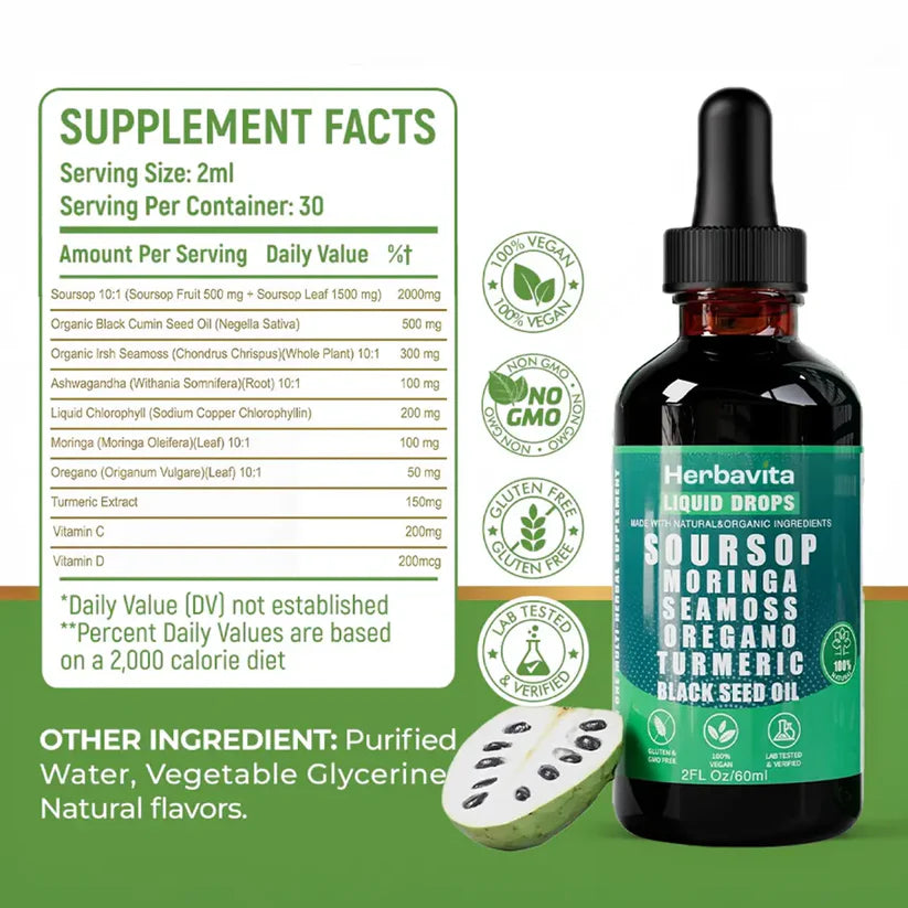 100% Organic 10-in-1 Soursop Extract Drops